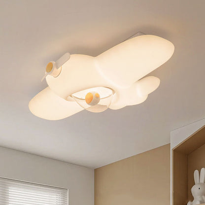 Contemporary Creative Kids Airplane Carbon Steel Resin LED Semi-Flush Mount Ceiling Light For Bedroom