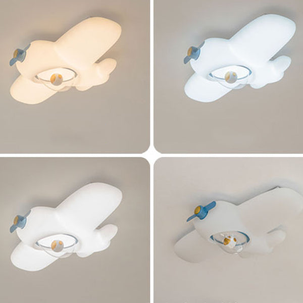 Contemporary Creative Kids Airplane Carbon Steel Resin LED Semi-Flush Mount Ceiling Light For Bedroom
