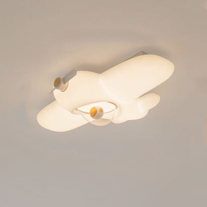 Contemporary Creative Kids Airplane Carbon Steel Resin LED Semi-Flush Mount Ceiling Light For Bedroom
