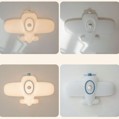 Contemporary Creative Kids Airplane Carbon Steel Resin LED Semi-Flush Mount Ceiling Light For Bedroom