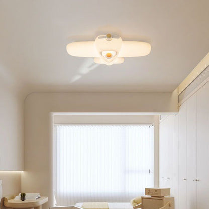 Contemporary Creative Kids Airplane Carbon Steel Resin LED Semi-Flush Mount Ceiling Light For Bedroom