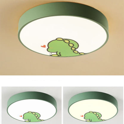 Modern Minimalist Kids Cartoon Round Iron Acrylic LED Flush Mount Ceiling Light For Bedroom