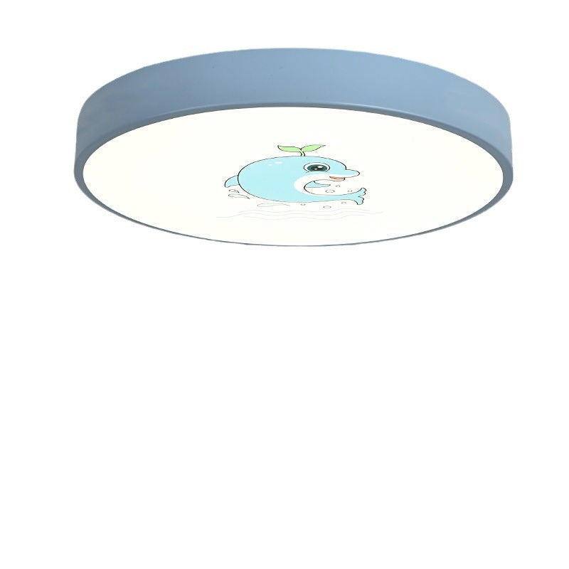 Modern Minimalist Kids Cartoon Round Iron Acrylic LED Flush Mount Ceiling Light For Bedroom