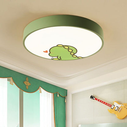 Modern Minimalist Kids Cartoon Round Iron Acrylic LED Flush Mount Ceiling Light For Bedroom