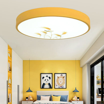 Modern Minimalist Kids Cartoon Round Iron Acrylic LED Flush Mount Ceiling Light For Bedroom