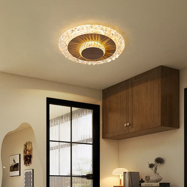 Modern Luxury Flower Round Iron Aluminum Acrylic LED Flush Mount Ceiling Light For Living Room