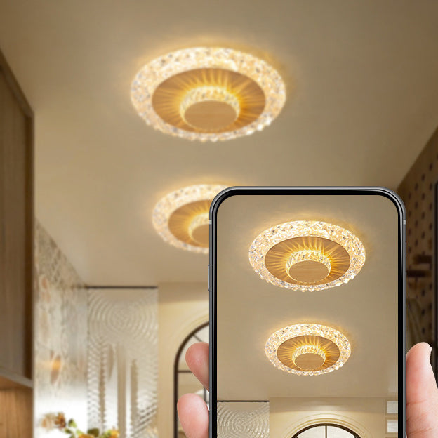 Modern Luxury Flower Round Iron Aluminum Acrylic LED Flush Mount Ceiling Light For Living Room