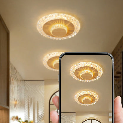 Modern Luxury Flower Round Iron Aluminum Acrylic LED Flush Mount Ceiling Light For Living Room