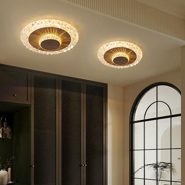Modern Luxury Flower Round Iron Aluminum Acrylic LED Flush Mount Ceiling Light For Living Room