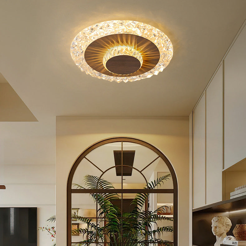 Modern Luxury Flower Round Iron Aluminum Acrylic LED Flush Mount Ceiling Light For Living Room