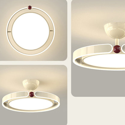 Modern Minimalist Round Iron Aluminum Acrylic LED Semi-Flush Mount Ceiling Light For Bedroom