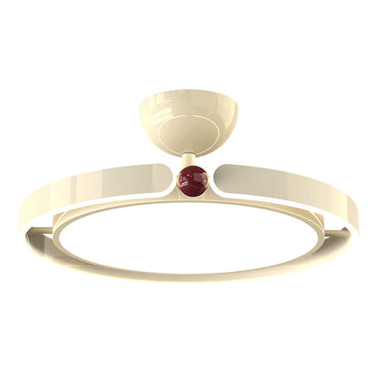 Modern Minimalist Round Iron Aluminum Acrylic LED Semi-Flush Mount Ceiling Light For Bedroom