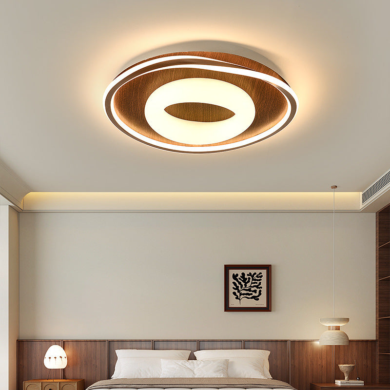 Traditional Vintage Round Iron Aluminum Plastic LED Flush Mount Ceiling Light For Bedroom
