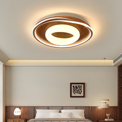 Traditional Vintage Round Iron Aluminum Plastic LED Flush Mount Ceiling Light For Bedroom