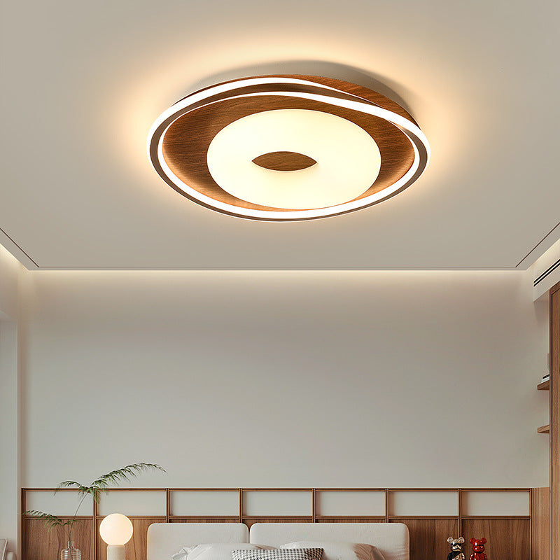 Traditional Vintage Round Iron Aluminum Plastic LED Flush Mount Ceiling Light For Bedroom