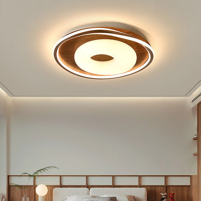 Traditional Vintage Round Iron Aluminum Plastic LED Flush Mount Ceiling Light For Bedroom