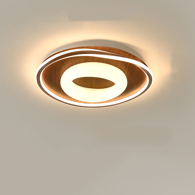 Traditional Vintage Round Iron Aluminum Plastic LED Flush Mount Ceiling Light For Bedroom