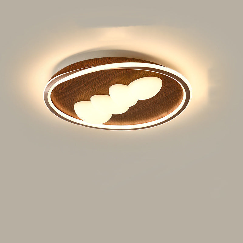 Traditional Vintage Round Iron Aluminum Plastic LED Flush Mount Ceiling Light For Bedroom
