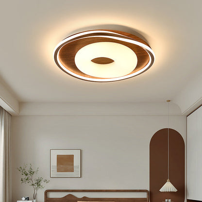 Traditional Vintage Round Iron Aluminum Plastic LED Flush Mount Ceiling Light For Bedroom
