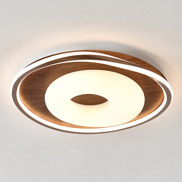 Traditional Vintage Round Iron Aluminum Plastic LED Flush Mount Ceiling Light For Bedroom