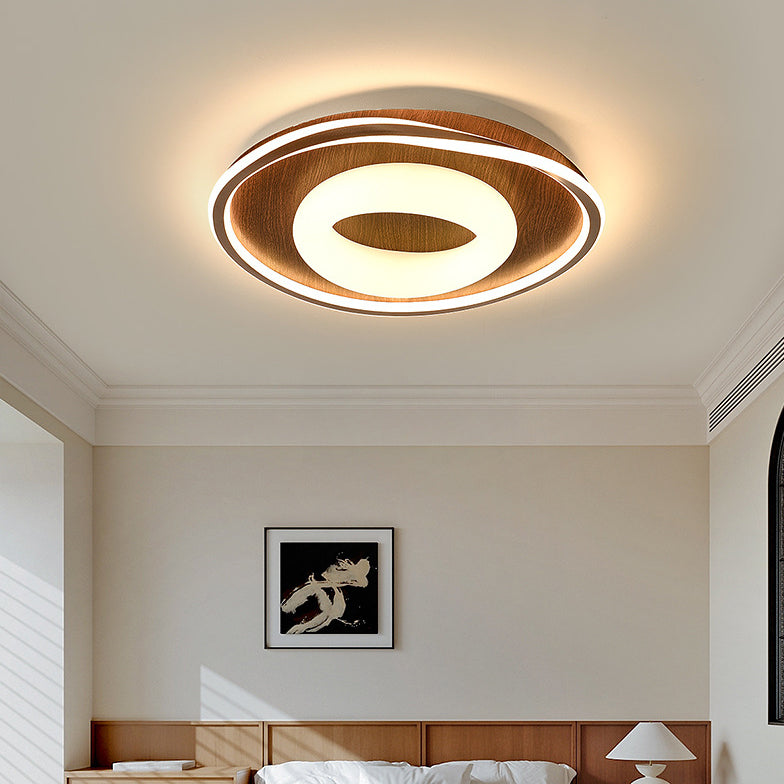 Traditional Vintage Round Iron Aluminum Plastic LED Flush Mount Ceiling Light For Bedroom