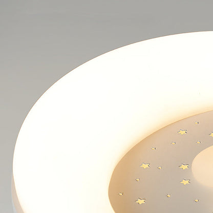 Contemporary Creative Kids Astronaut Round Iron Aluminum Acrylic LED Flush Mount Ceiling Light For Bedroom