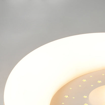Contemporary Creative Kids Astronaut Round Iron Aluminum Acrylic LED Flush Mount Ceiling Light For Bedroom