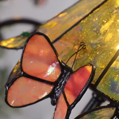 Traditional Vintage Butterfly Frustum Cone Iron Glass 3-Light Chandelier For Living Room