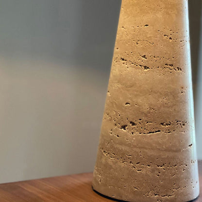 Traditional Vintage Frustum Cone Yellow Travertine Fabric 1-Light Table Lamp For Bedroom