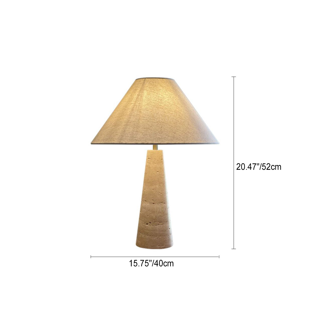 Traditional Vintage Frustum Cone Yellow Travertine Fabric 1-Light Table Lamp For Bedroom