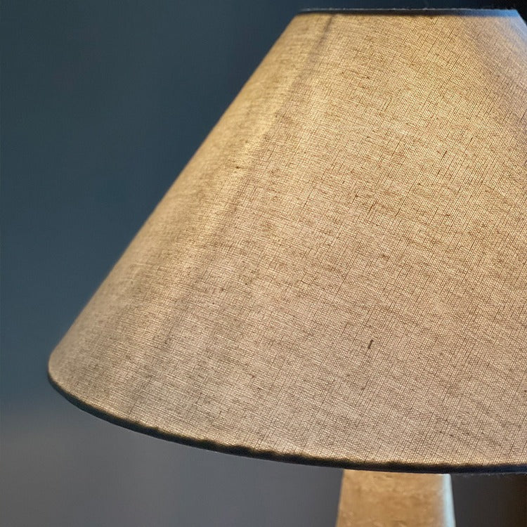 Traditional Vintage Frustum Cone Yellow Travertine Fabric 1-Light Table Lamp For Bedroom