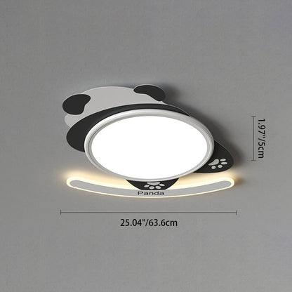 Contemporary Creative Kids Cartoon Panda Iron Aluminum Acrylic LED Flush Mount Ceiling Light For Bedroom