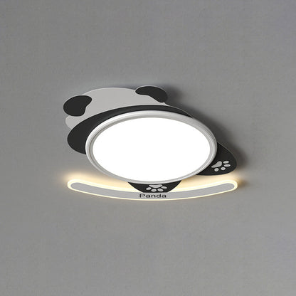 Contemporary Creative Kids Cartoon Panda Iron Aluminum Acrylic LED Flush Mount Ceiling Light For Bedroom