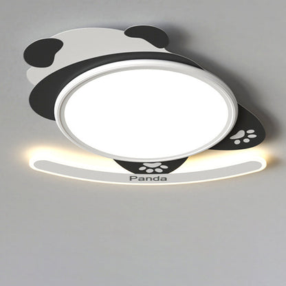 Contemporary Creative Kids Cartoon Panda Iron Aluminum Acrylic LED Flush Mount Ceiling Light For Bedroom