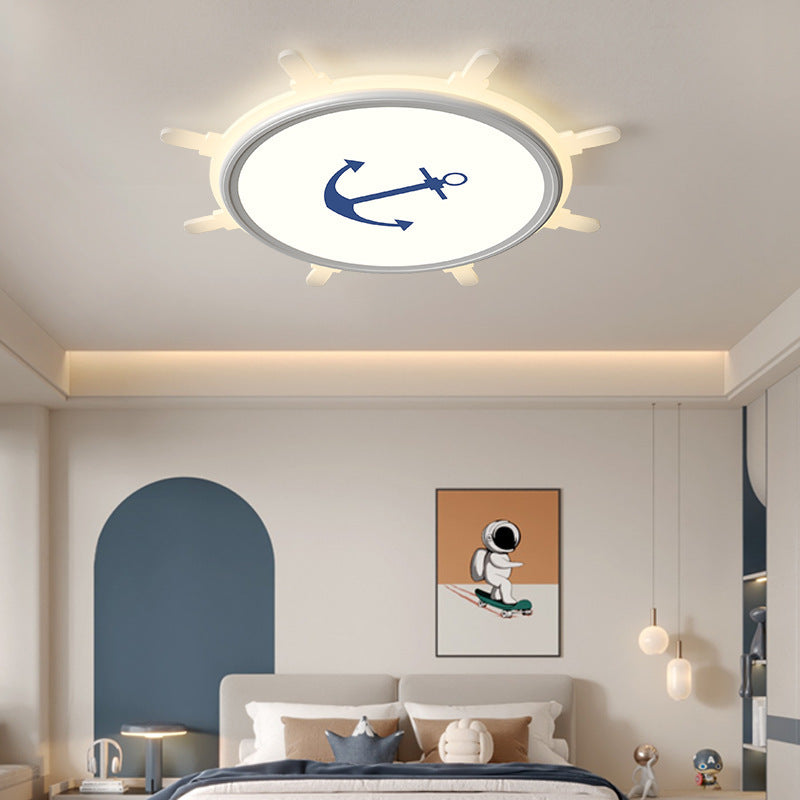Contemporary Creative Kids Cartoon Panda Iron Aluminum Acrylic LED Flush Mount Ceiling Light For Bedroom