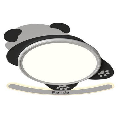 Contemporary Creative Kids Cartoon Panda Iron Aluminum Acrylic LED Flush Mount Ceiling Light For Bedroom