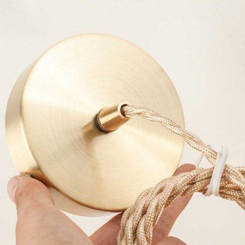 Traditional Vintage Flower Round Glass Brass 1-Light Pendant Light For Living Room