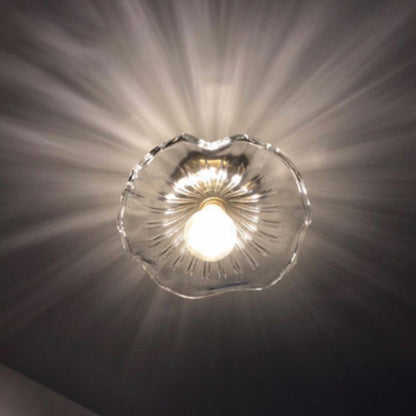 Traditional Vintage Flower Round Glass Brass 1-Light Pendant Light For Living Room