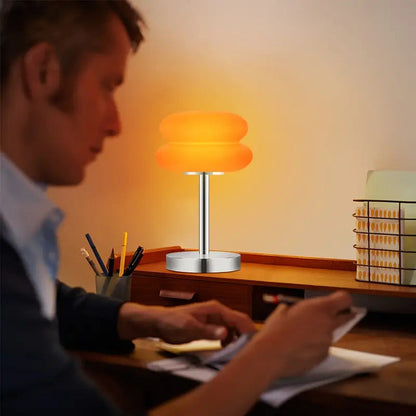 Contemporary Creative Tart Iron Glass LED Table Lamp For Bedroom