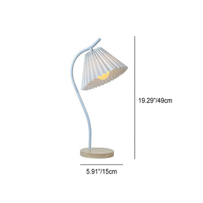 Modern Simplicity Frustum Cone Iron Fabric Solid Wood 1-Light Table Lamp For Bedroom