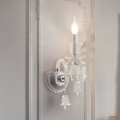 Modern Luxury Candle Stainless Steel Crystal 1-Light Wall Sconce Lamp For Hallway