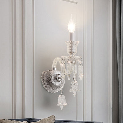 Modern Luxury Candle Stainless Steel Crystal 1-Light Wall Sconce Lamp For Hallway