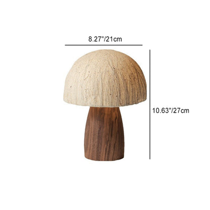 Traditional Vintage Mushroom Paper Solid Wood 1-Light Table Lamp For Bedroom