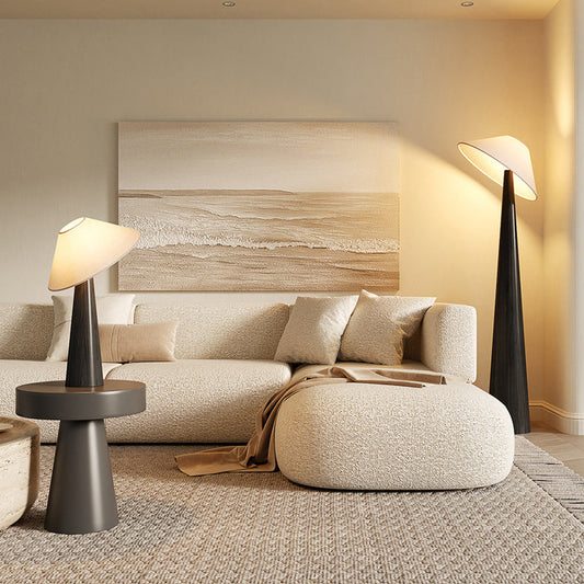 Traditional Vintage Cone Fabric Iron 1-Light Standing Floor Lamp For Living Room