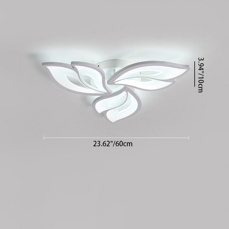 現代的な北欧風の花びら模様の鉄製アクリル製LEDセミフラッシュマウントシーリングライト（リビングルーム用） 