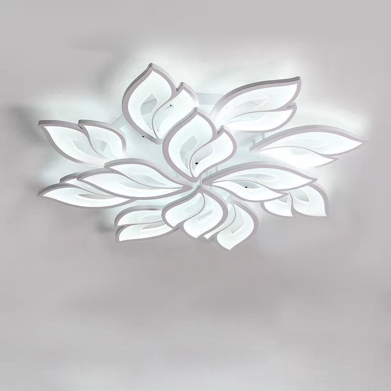 現代的な北欧風の花びら模様の鉄製アクリル製LEDセミフラッシュマウントシーリングライト（リビングルーム用） 