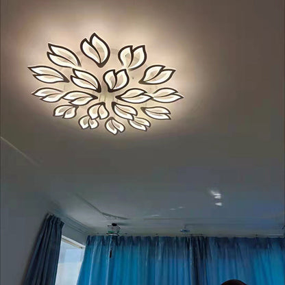 現代的な北欧風の花びら模様の鉄製アクリル製LEDセミフラッシュマウントシーリングライト（リビングルーム用） 