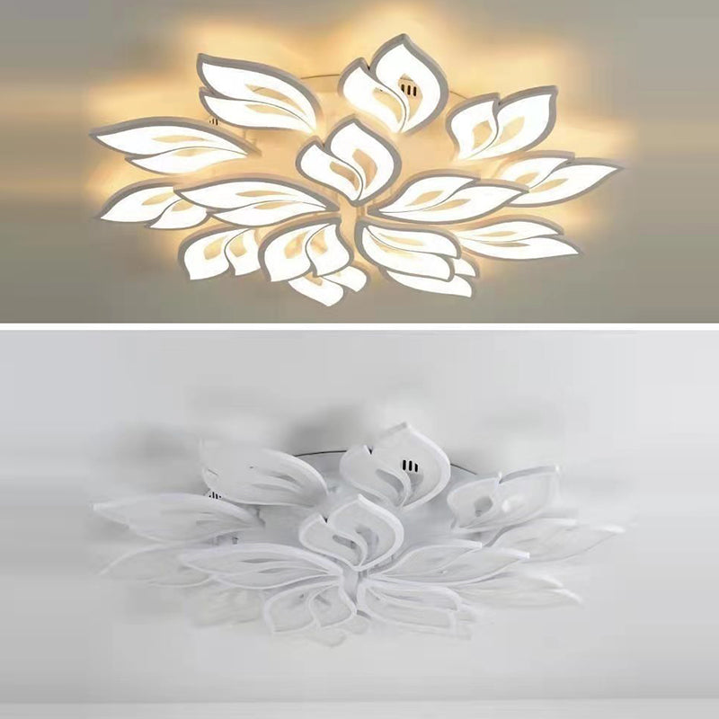 現代的な北欧風の花びら模様の鉄製アクリル製LEDセミフラッシュマウントシーリングライト（リビングルーム用） 