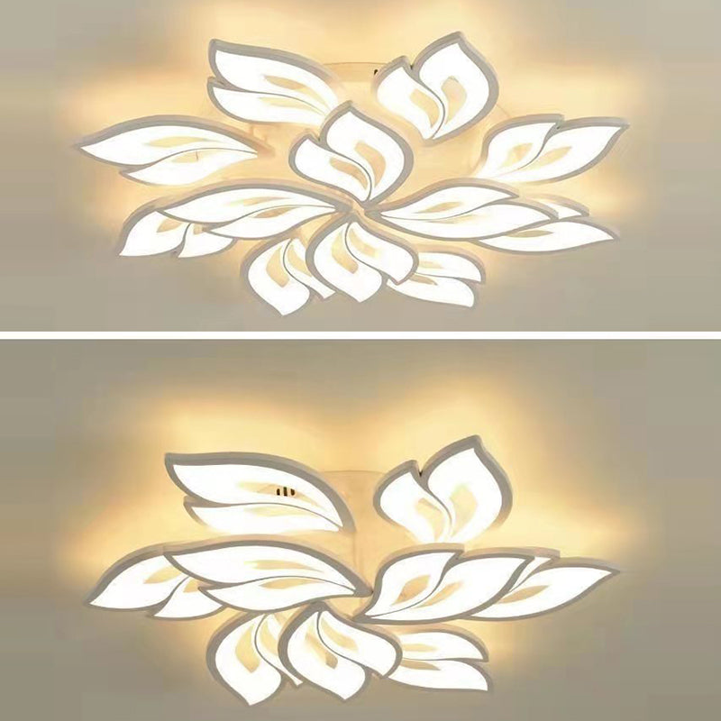 現代的な北欧風の花びら模様の鉄製アクリル製LEDセミフラッシュマウントシーリングライト（リビングルーム用） 