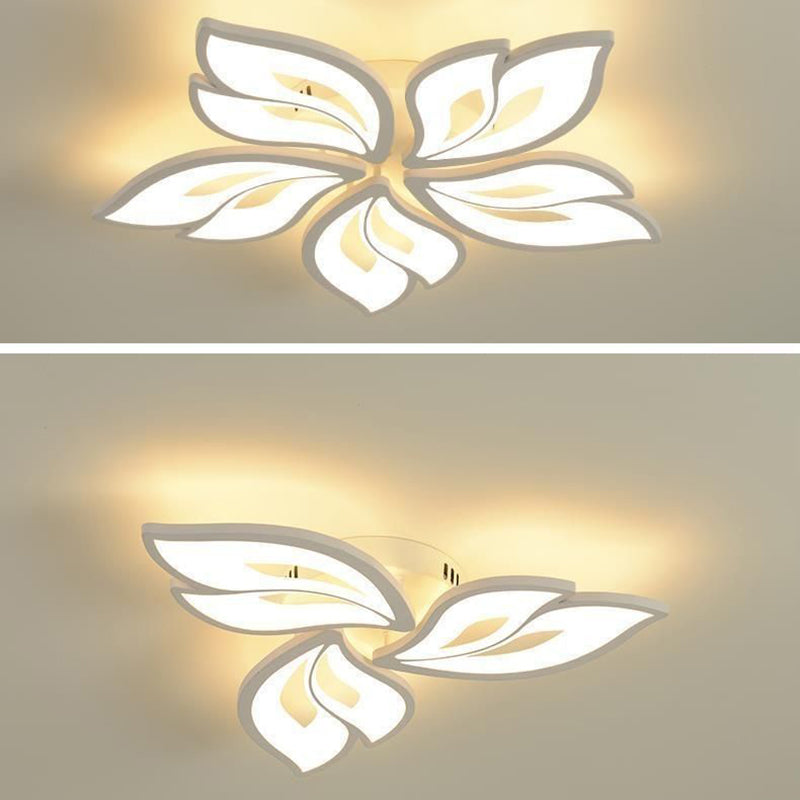 現代的な北欧風の花びら模様の鉄製アクリル製LEDセミフラッシュマウントシーリングライト（リビングルーム用） 